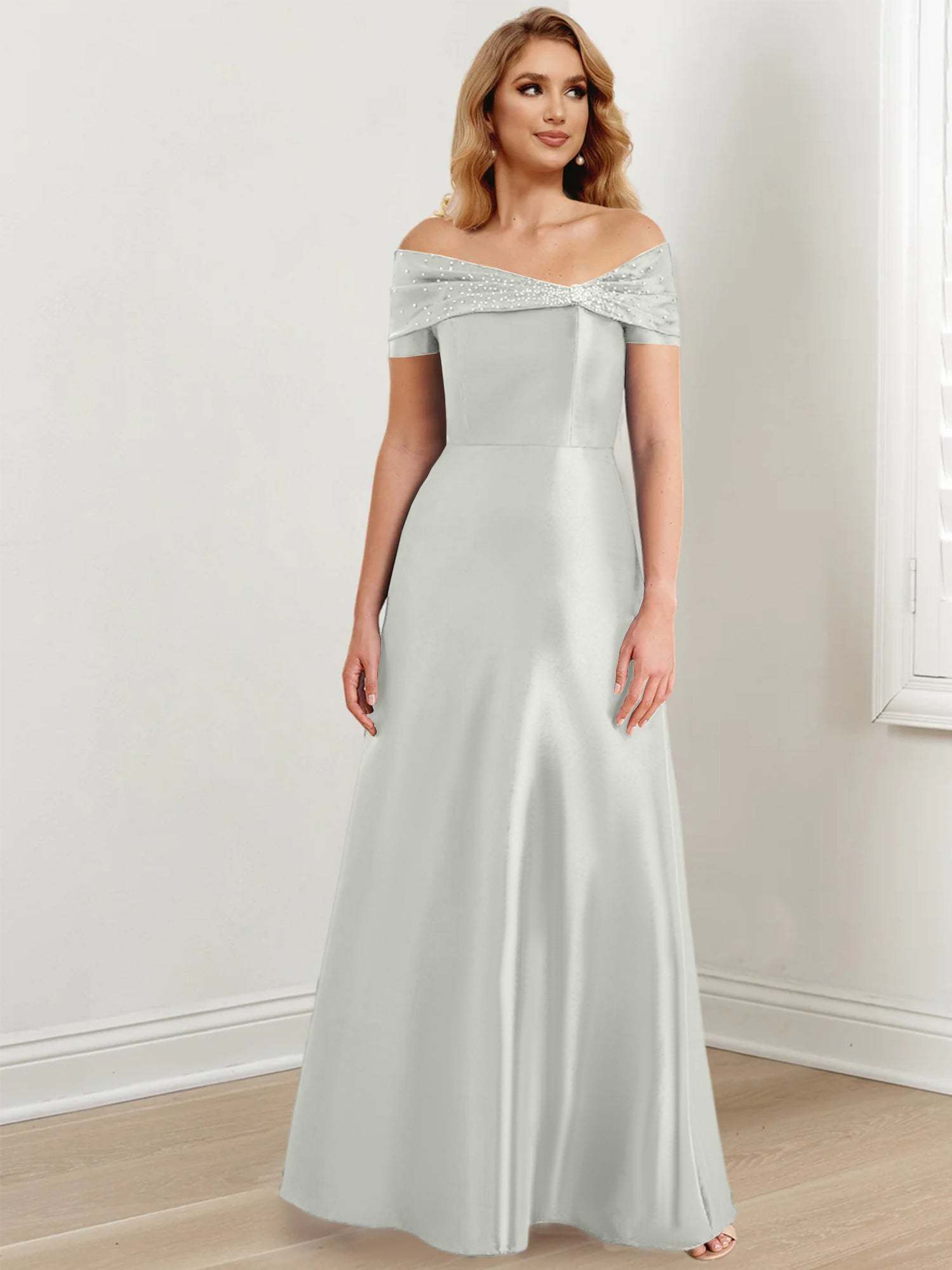 Elegant Floor-Length Off-the-Shoulder Mother of the Bride A-Line/Princess Dresses