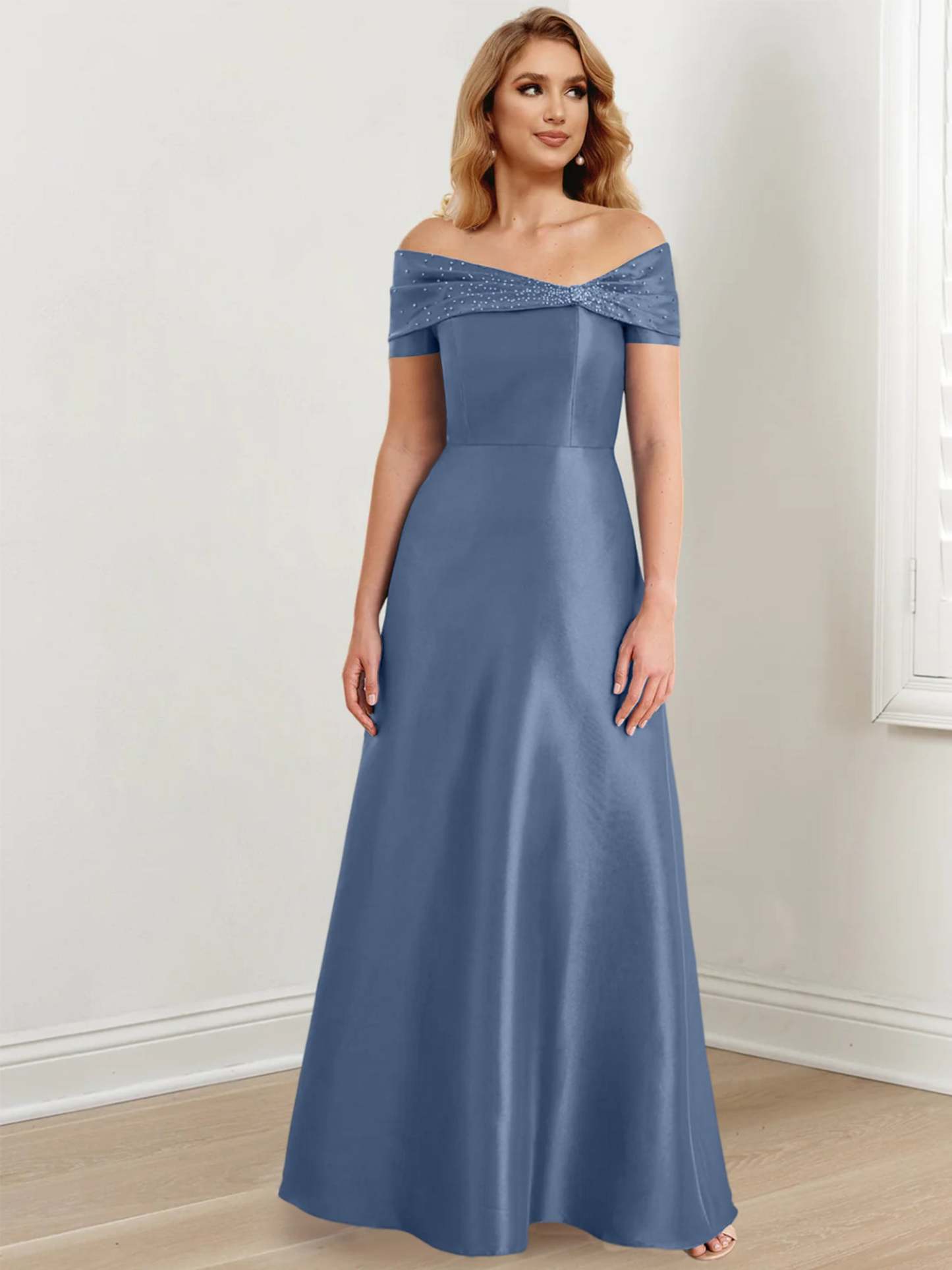 Elegant Floor-Length Off-the-Shoulder Mother of the Bride A-Line/Princess Dresses