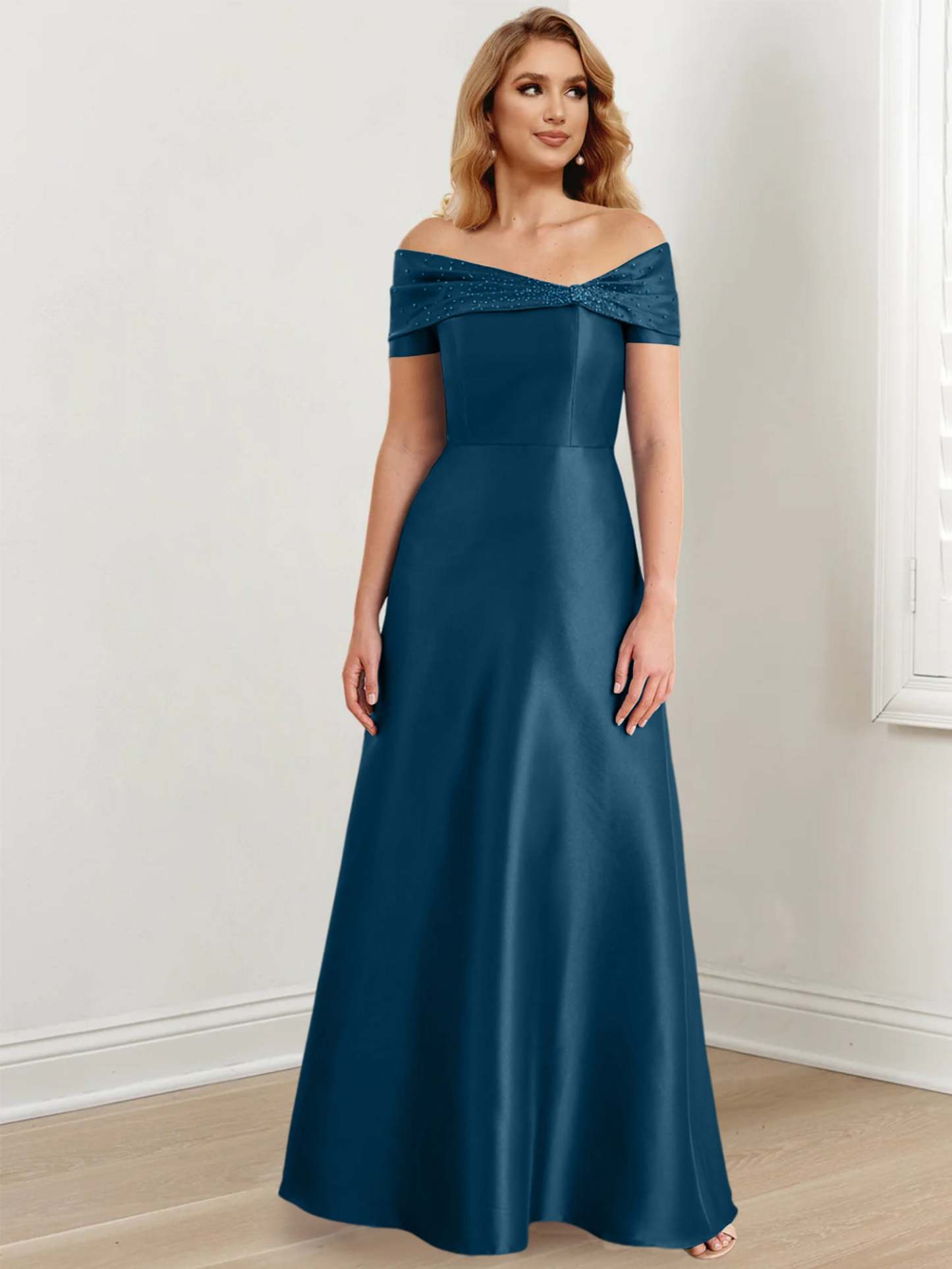 Elegant Floor-Length Off-the-Shoulder Mother of the Bride A-Line/Princess Dresses