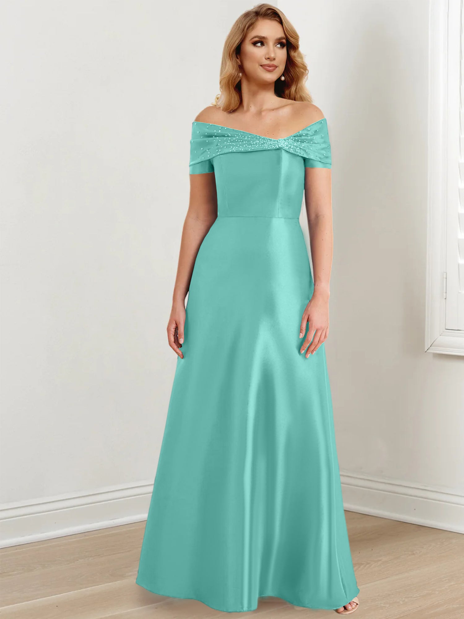 Elegant Floor-Length Off-the-Shoulder Mother of the Bride A-Line/Princess Dresses