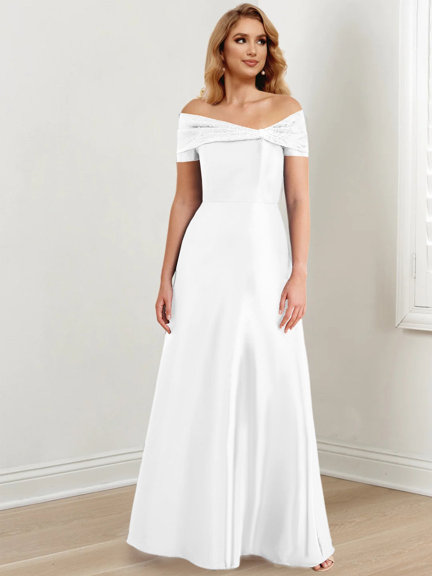 Elegant Floor-Length Off-the-Shoulder Mother of the Bride A-Line/Princess Dresses