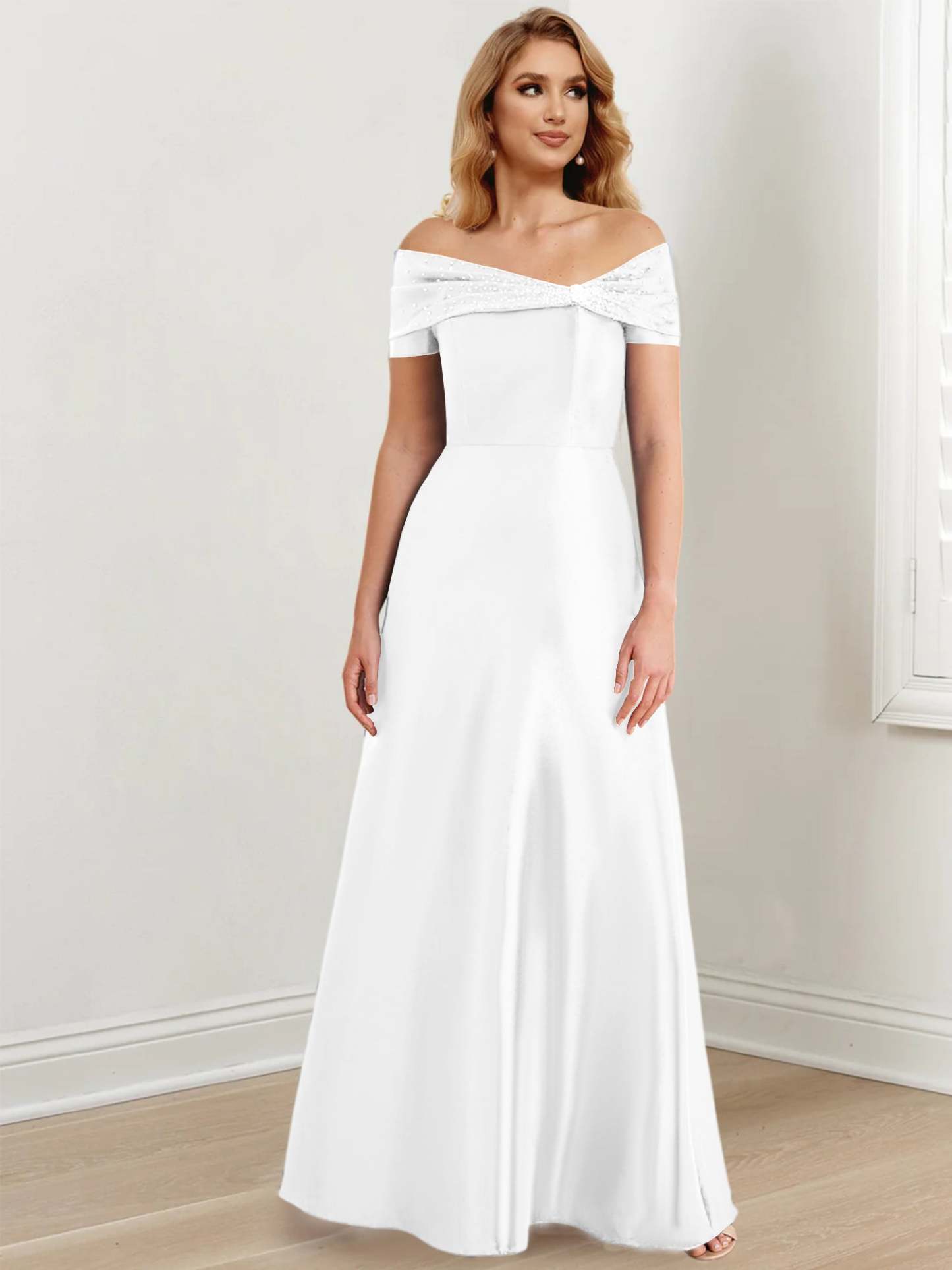 Elegant Floor-Length Off-the-Shoulder Mother of the Bride A-Line/Princess Dresses