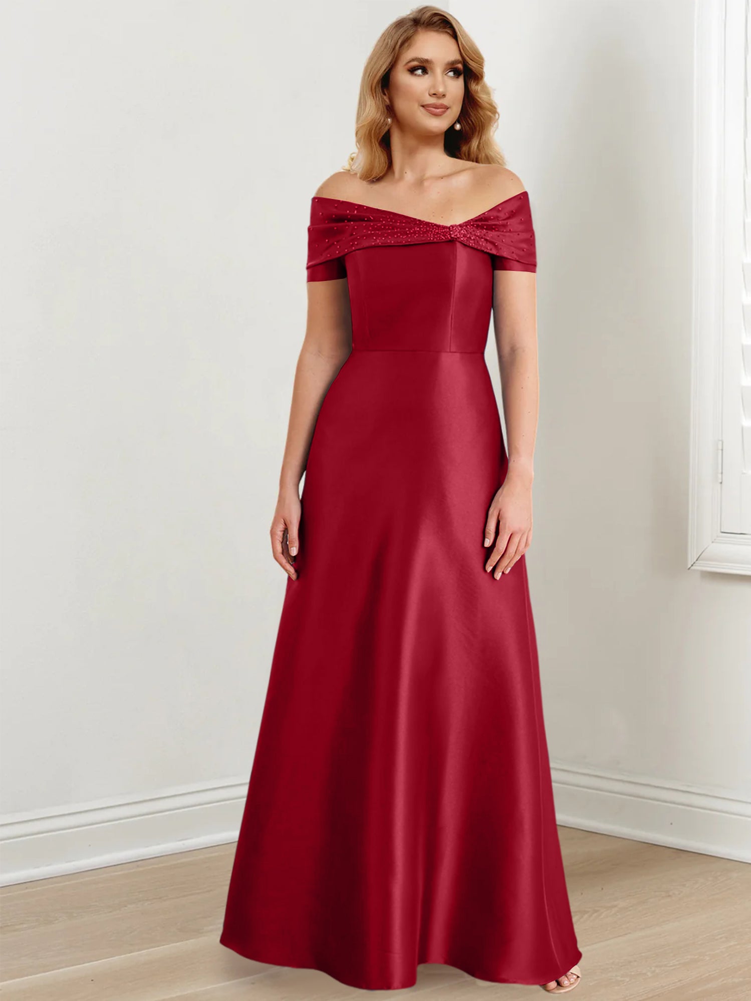 Elegant Floor-Length Off-the-Shoulder Mother of the Bride A-Line/Princess Dresses