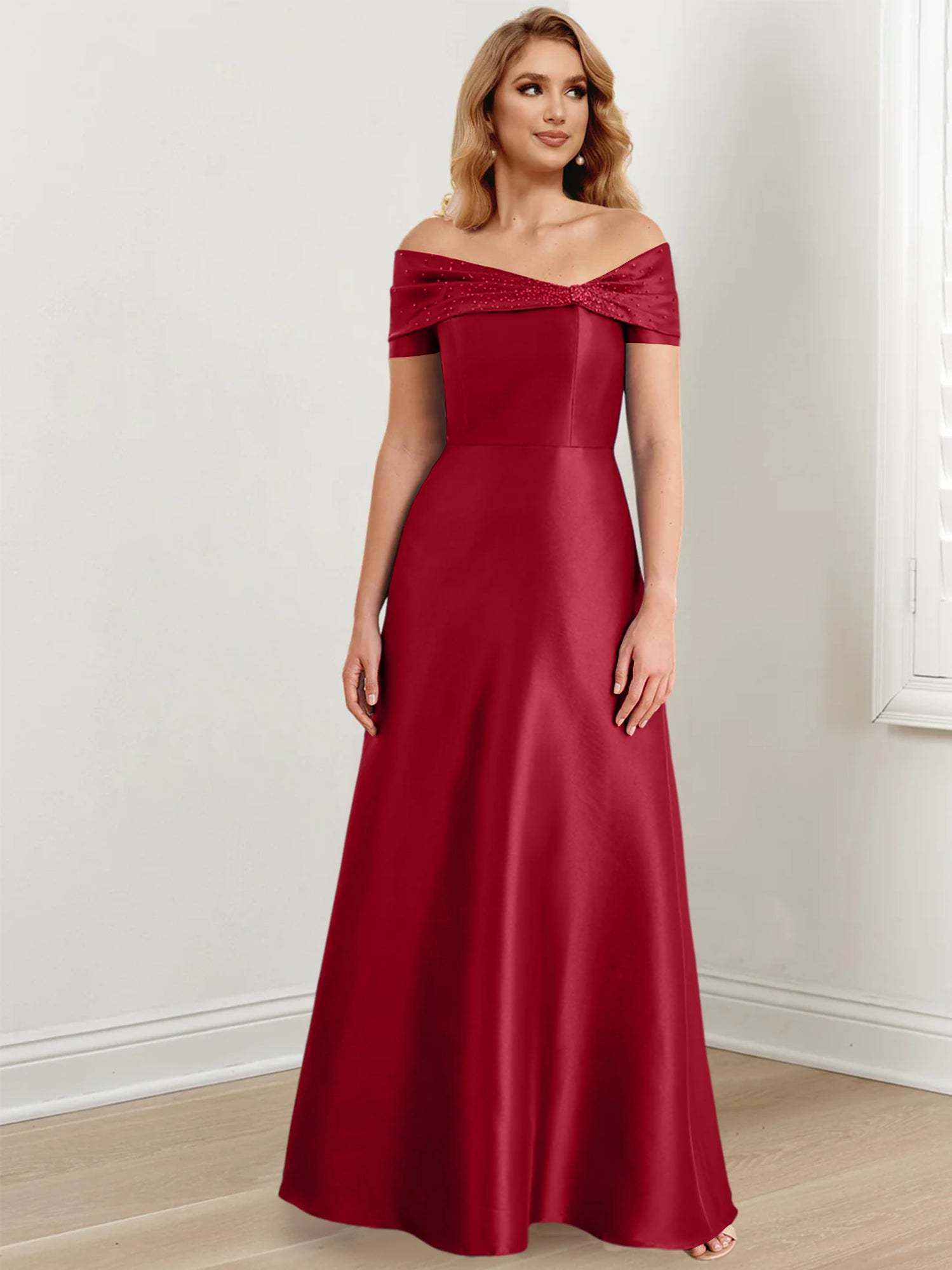 Elegant Floor-Length Off-the-Shoulder Mother of the Bride A-Line/Princess Dresses