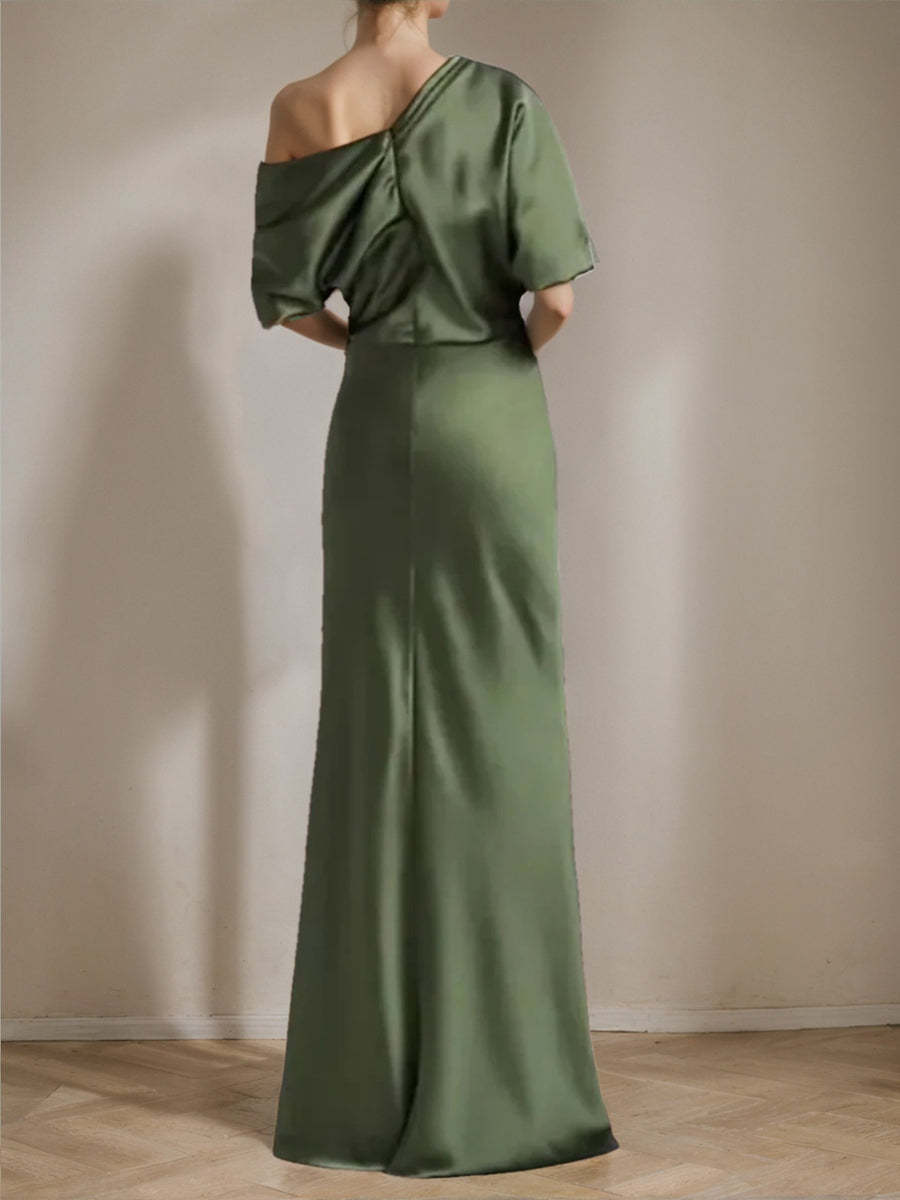One-Shoulder Column Gown for the Mother of the Bride