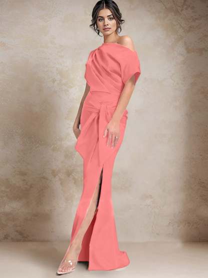 One-Shoulder Mermaid/Trumpet Mother of the Bride Dresses Featuring a Side Split