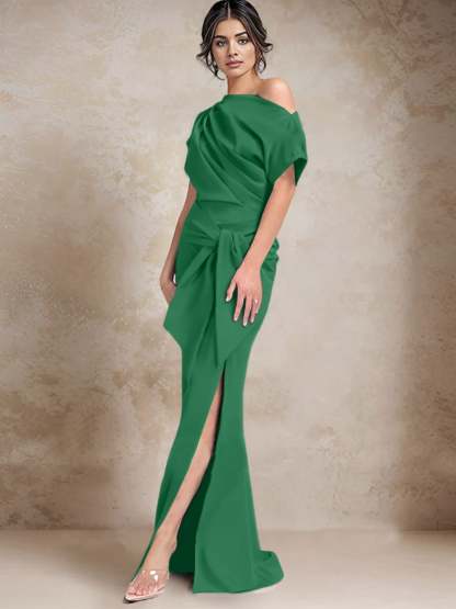 One-Shoulder Mermaid/Trumpet Mother of the Bride Dresses Featuring a Side Split