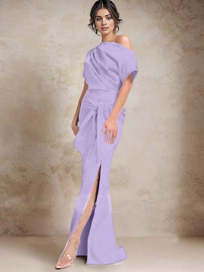 One-Shoulder Mermaid/Trumpet Mother of the Bride Dresses Featuring a Side Split