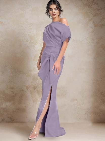One-Shoulder Mermaid/Trumpet Mother of the Bride Dresses Featuring a Side Split