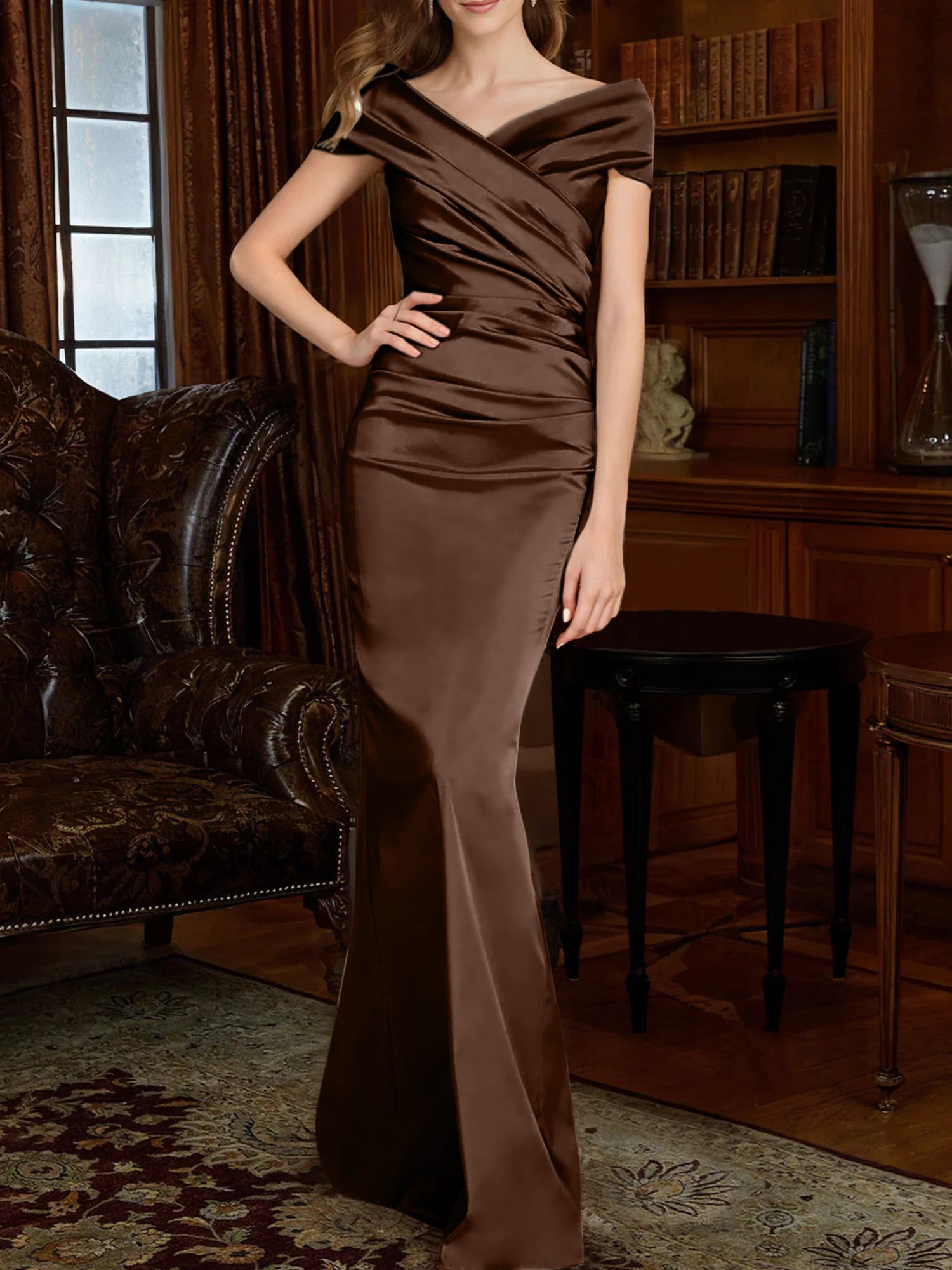 Off-the-Shoulder Column Gowns for the Mother of the Bride