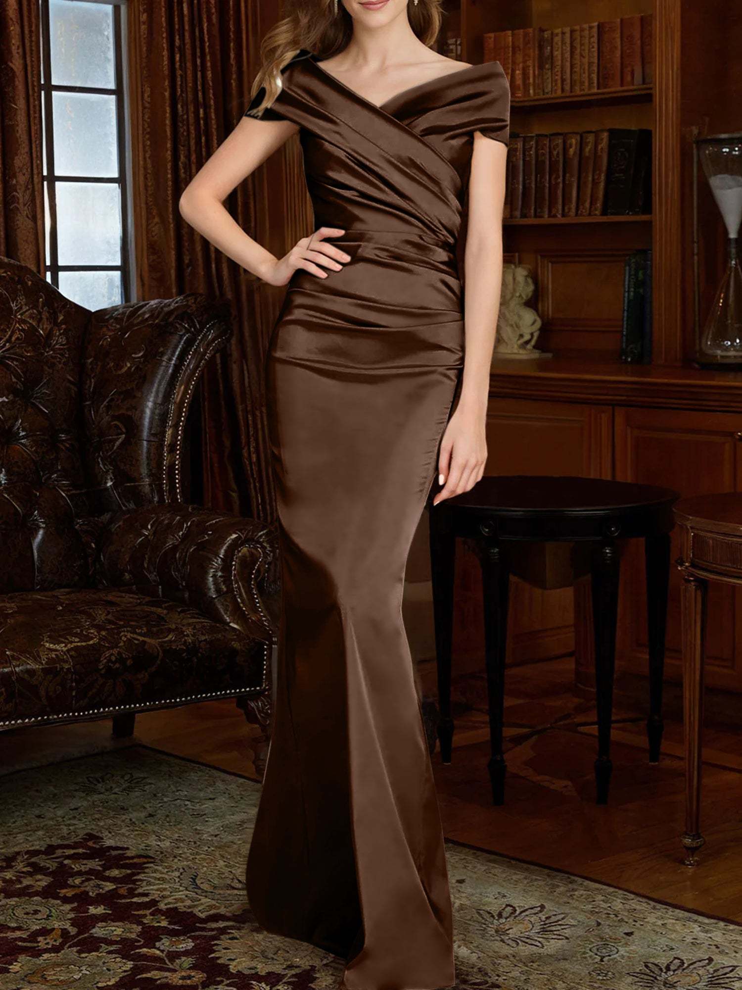 Off-the-Shoulder Column Gowns for the Mother of the Bride