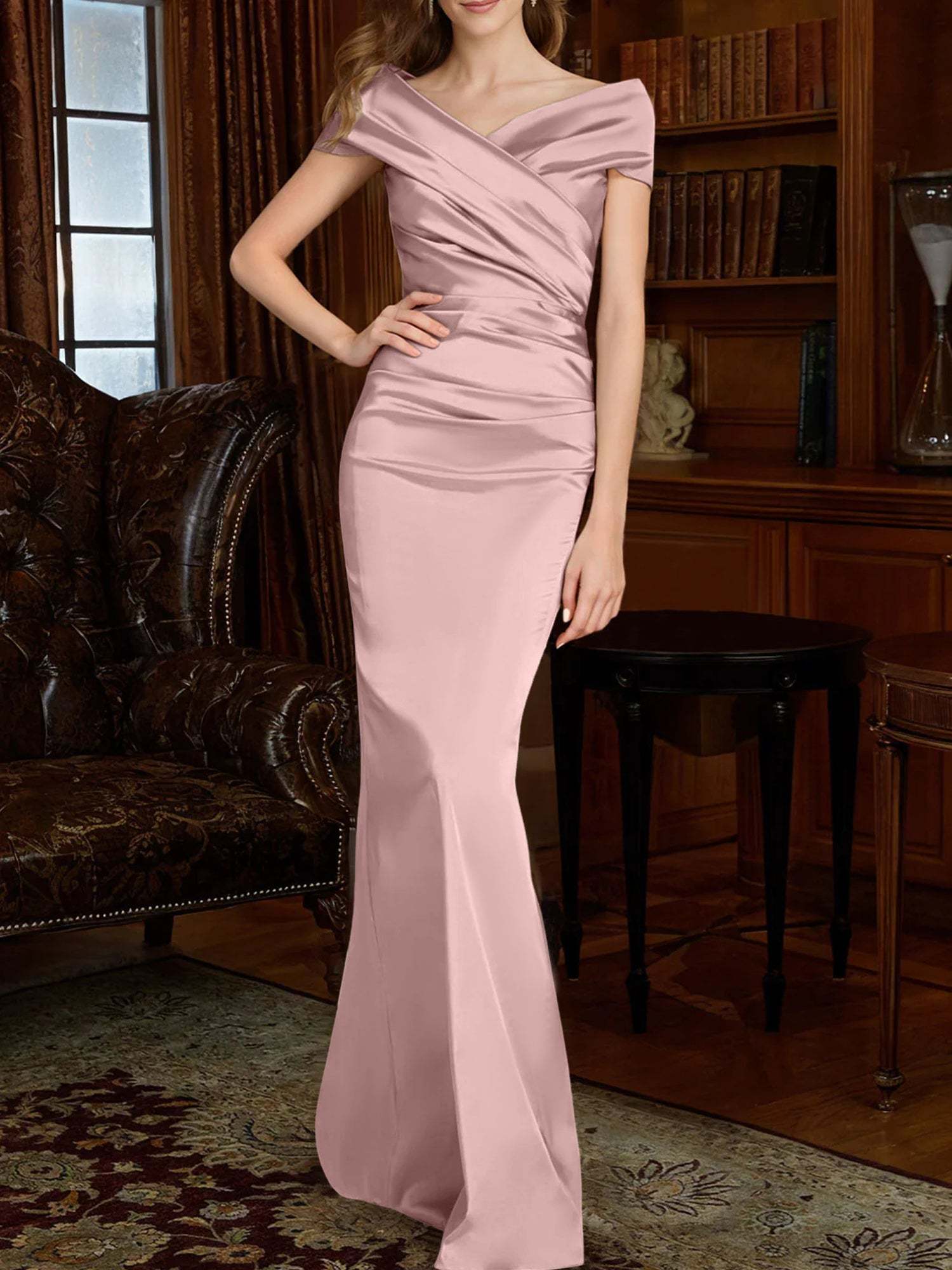 Off-the-Shoulder Column Gowns for the Mother of the Bride