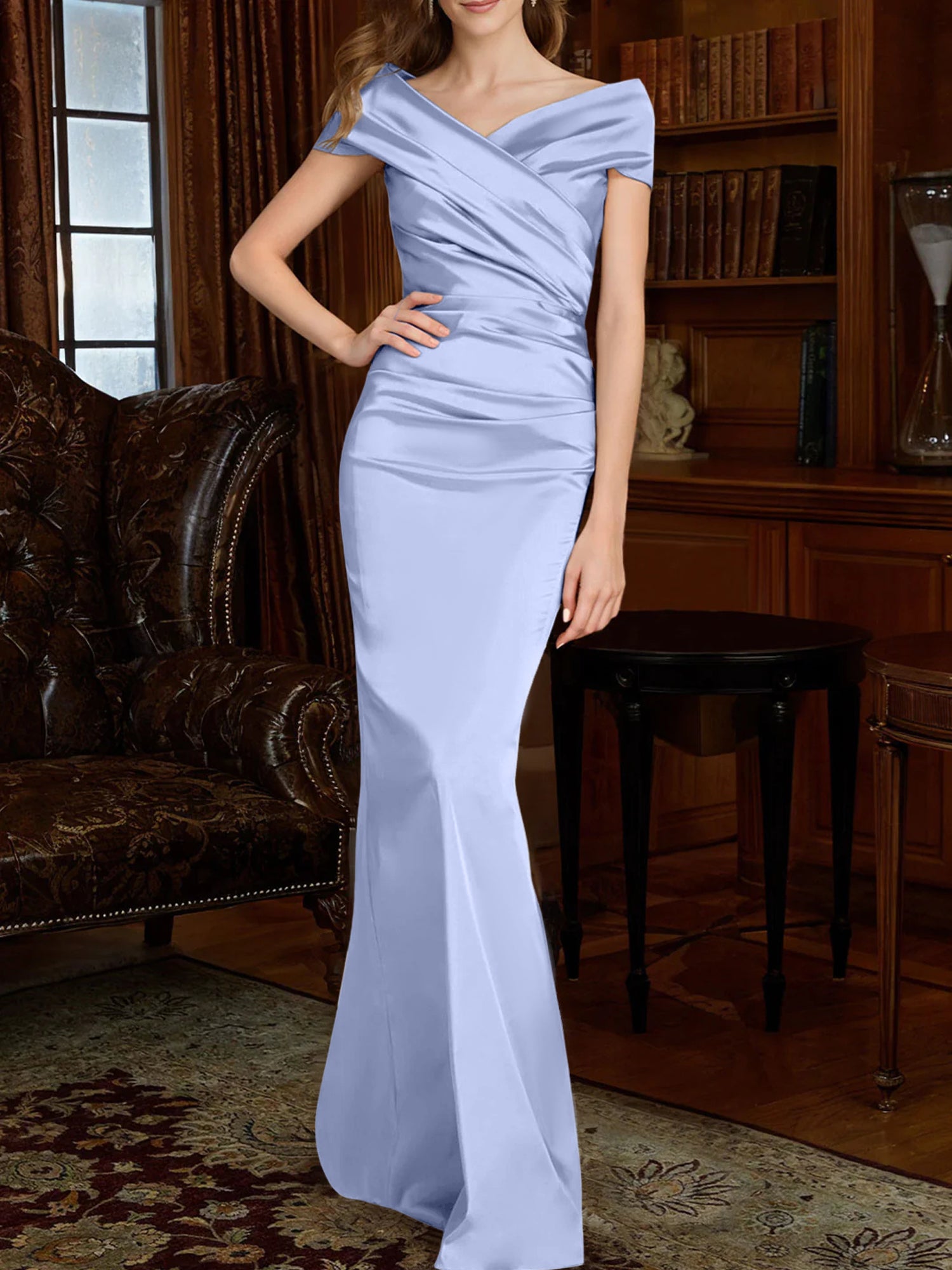 Off-the-Shoulder Column Gowns for the Mother of the Bride