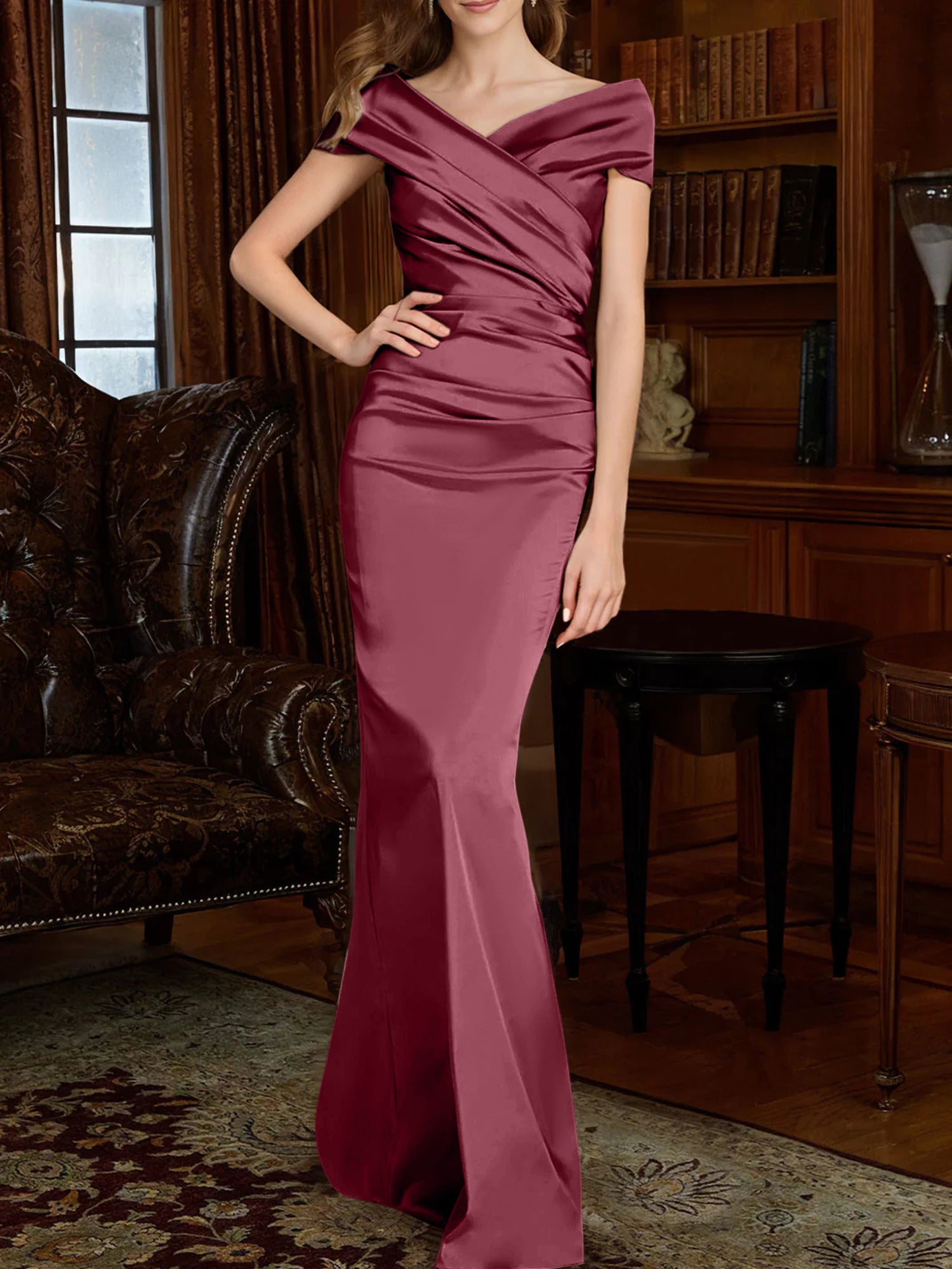 Off-the-Shoulder Column Gowns for the Mother of the Bride