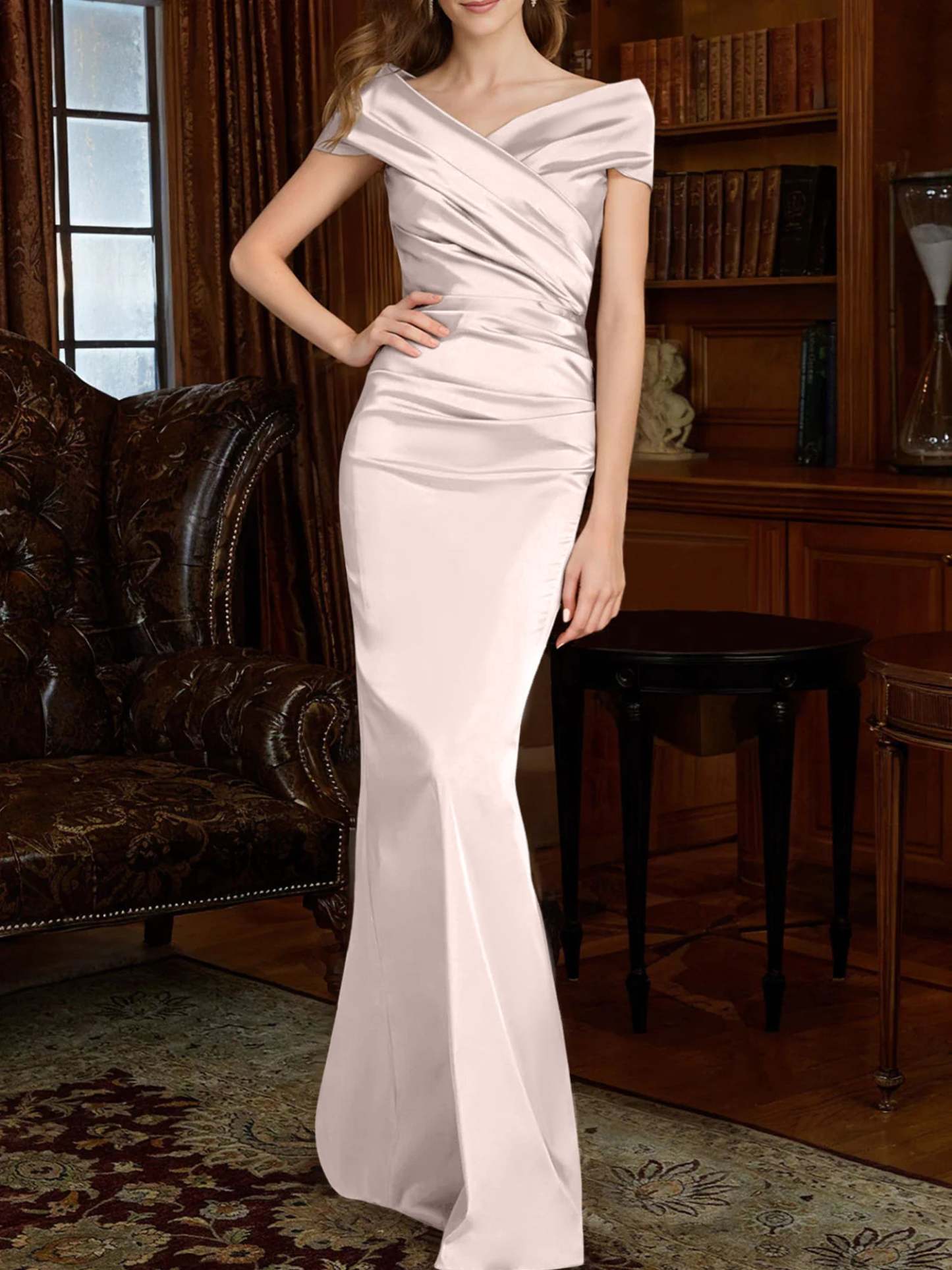 Off-the-Shoulder Column Gowns for the Mother of the Bride