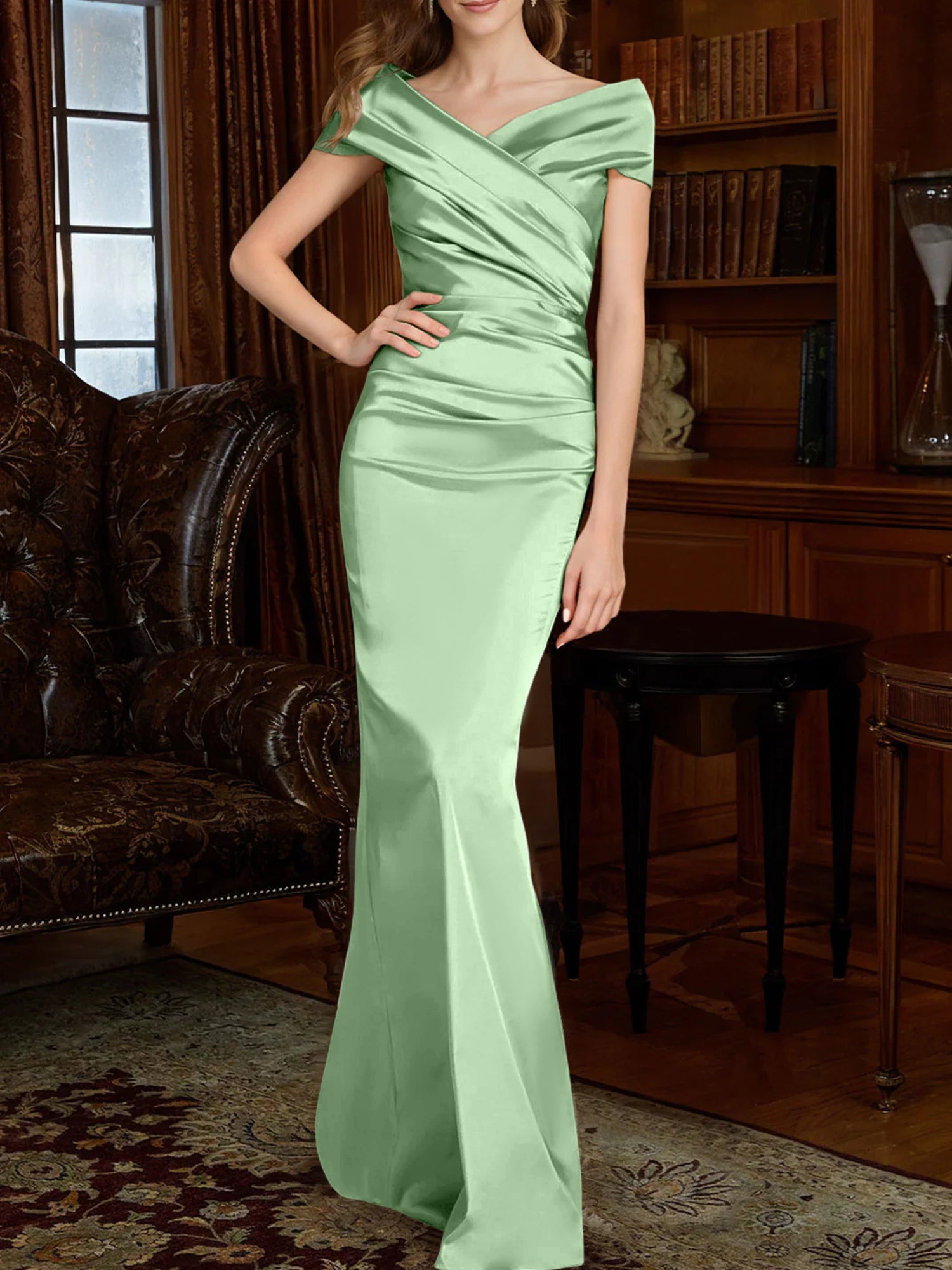Off-the-Shoulder Column Gowns for the Mother of the Bride