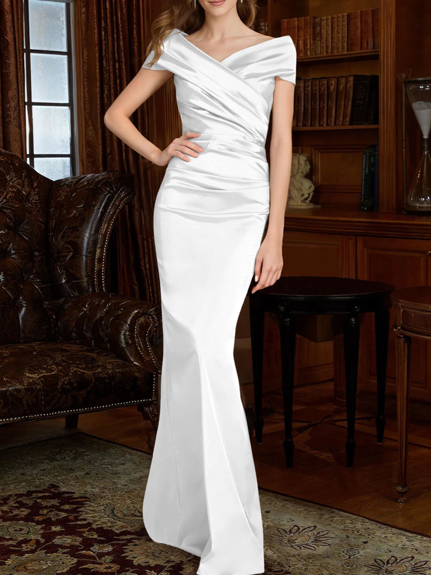 Off-the-Shoulder Column Gowns for the Mother of the Bride