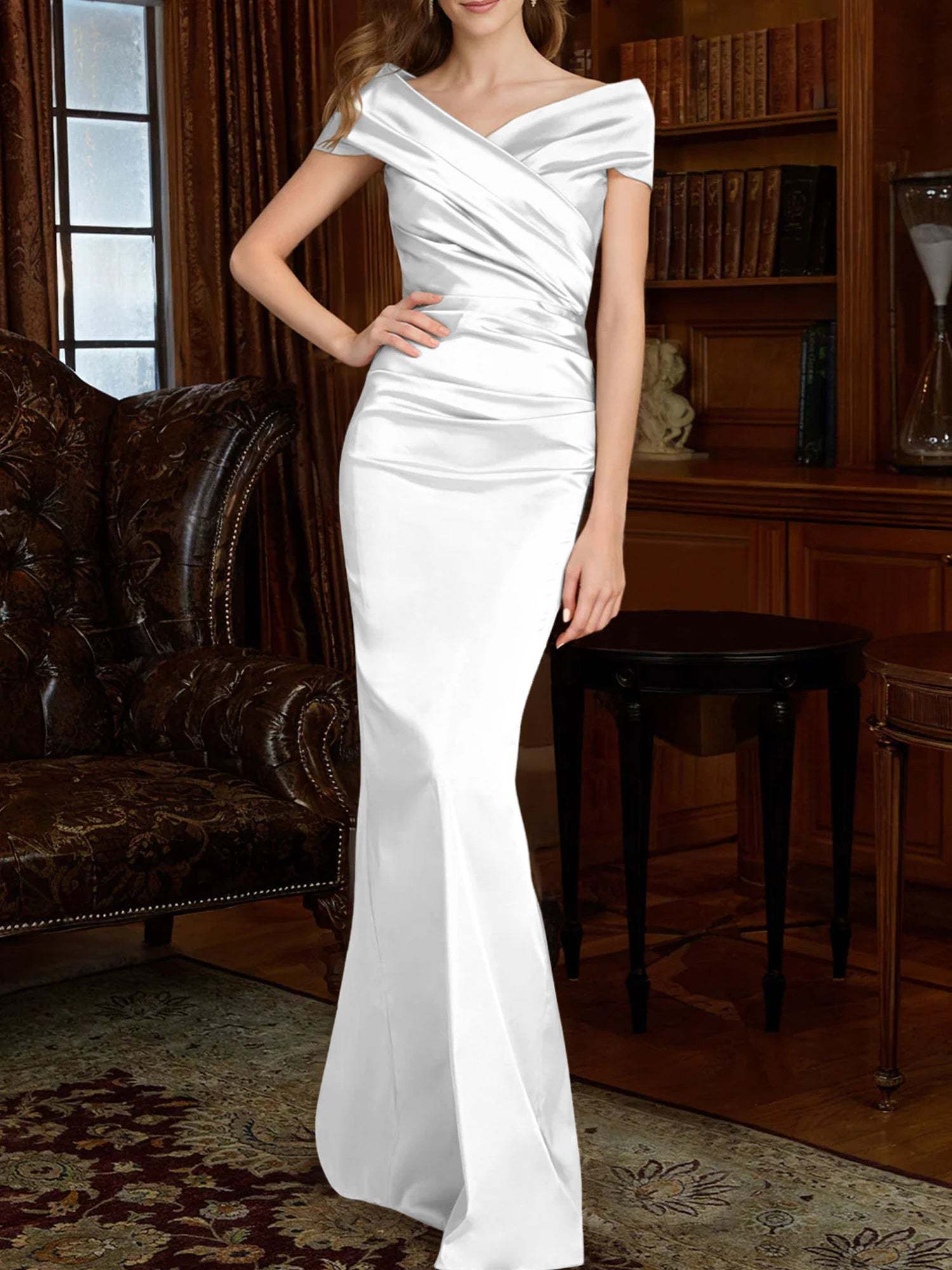 Off-the-Shoulder Column Gowns for the Mother of the Bride