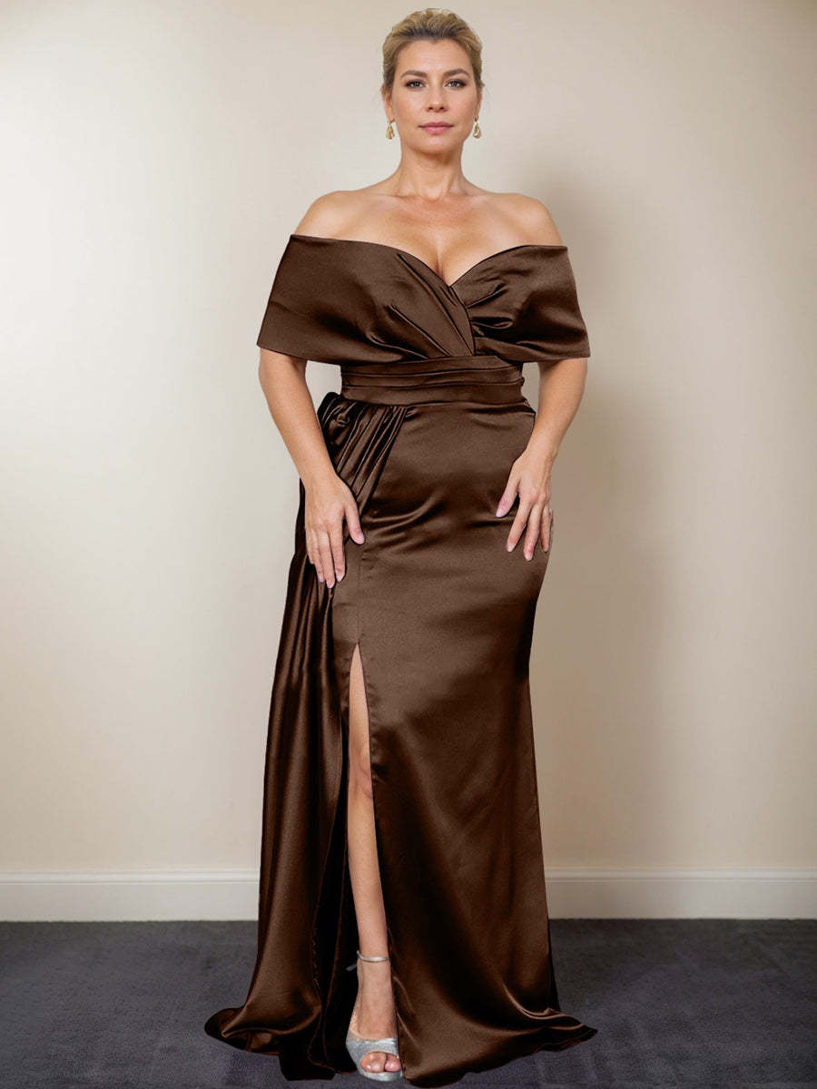 Plus Size Off-the-Shoulder Mother of the Bride Trumpet/Mermaid Dress with Side Split