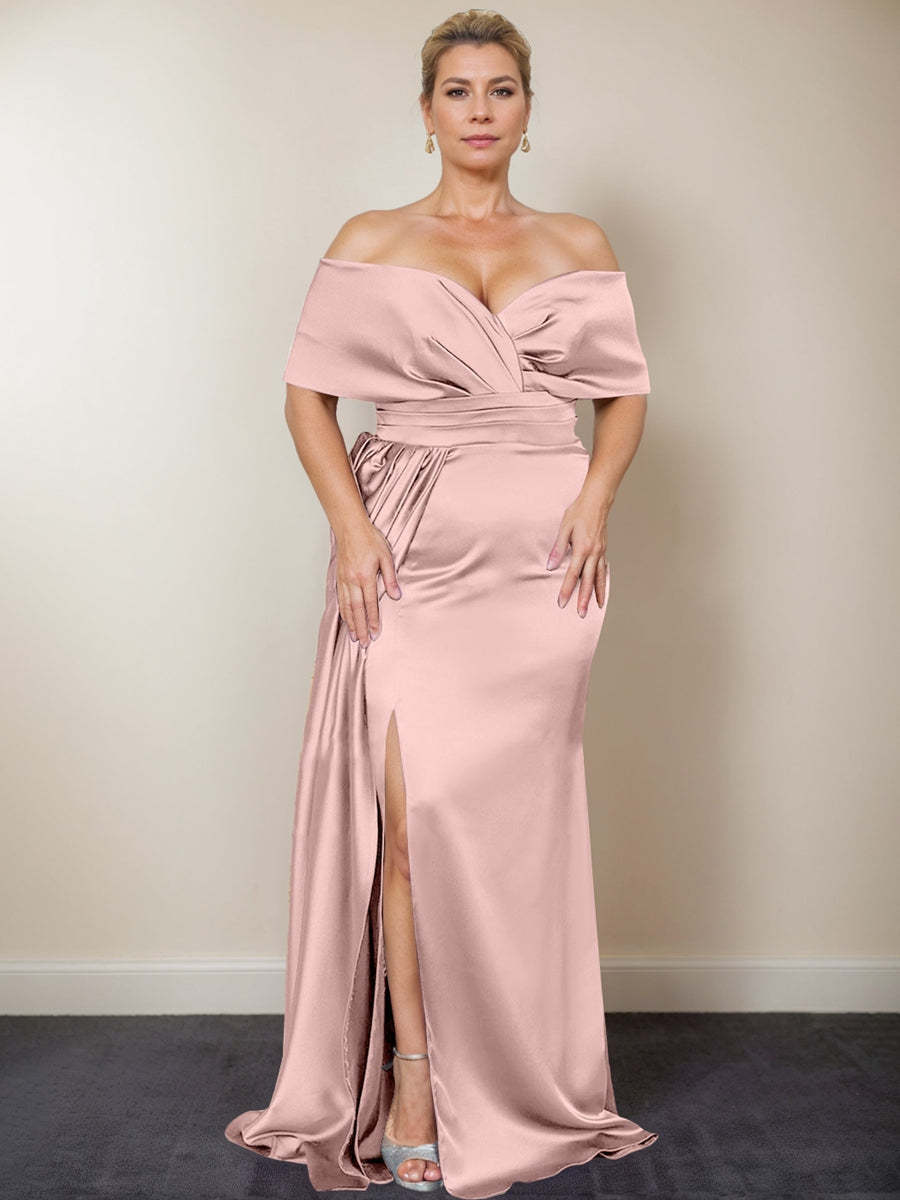 Plus Size Off-the-Shoulder Mother of the Bride Trumpet/Mermaid Dress with Side Split