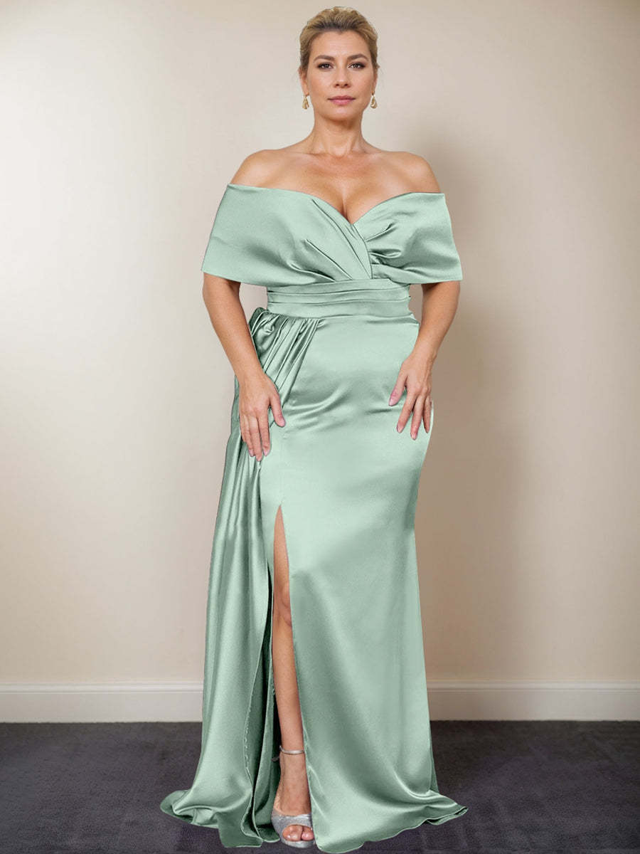 Plus Size Off-the-Shoulder Mother of the Bride Trumpet/Mermaid Dress with Side Split