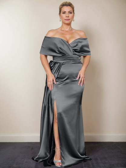 Plus Size Off-the-Shoulder Mother of the Bride Trumpet/Mermaid Dress with Side Split