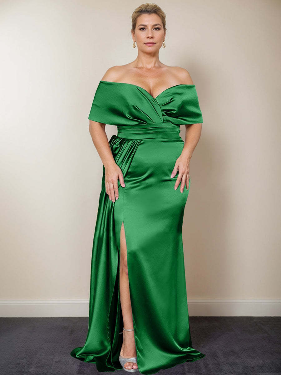 Plus Size Off-the-Shoulder Mother of the Bride Trumpet/Mermaid Dress with Side Split