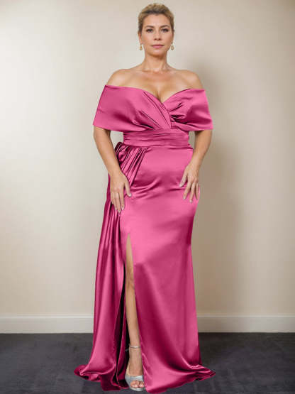 Plus Size Off-the-Shoulder Mother of the Bride Trumpet/Mermaid Dress with Side Split