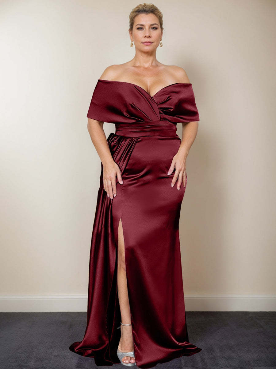 Plus Size Off-the-Shoulder Mother of the Bride Trumpet/Mermaid Dress with Side Split