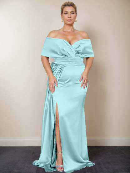 Plus Size Off-the-Shoulder Mother of the Bride Trumpet/Mermaid Dress with Side Split