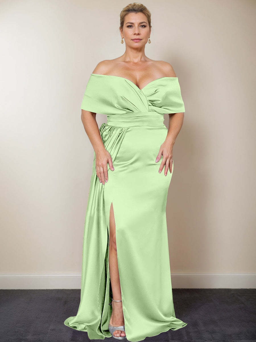 Plus Size Off-the-Shoulder Mother of the Bride Trumpet/Mermaid Dress with Side Split