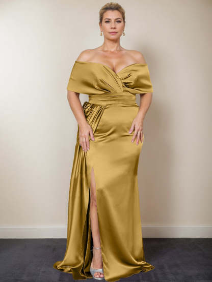 Plus Size Off-the-Shoulder Mother of the Bride Trumpet/Mermaid Dress with Side Split
