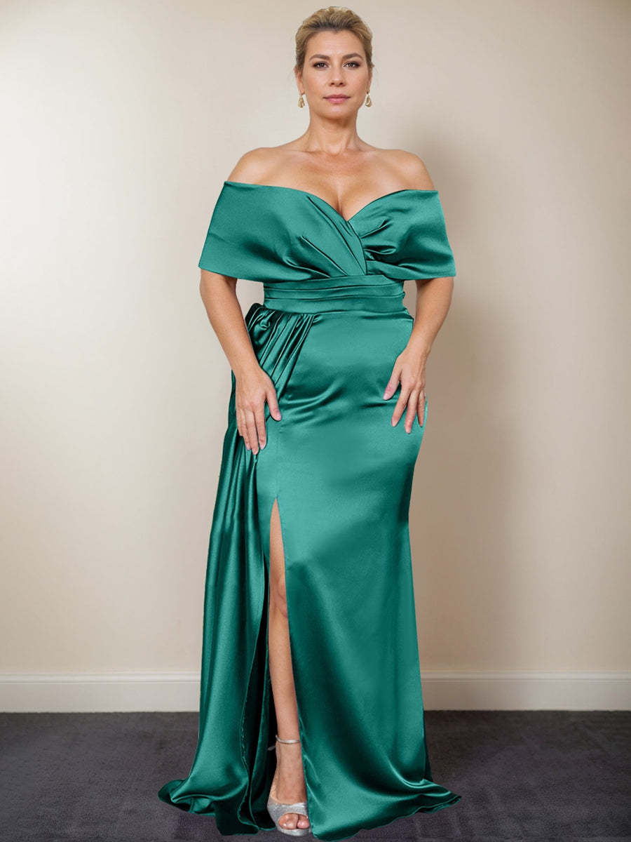 Plus Size Off-the-Shoulder Mother of the Bride Trumpet/Mermaid Dress with Side Split