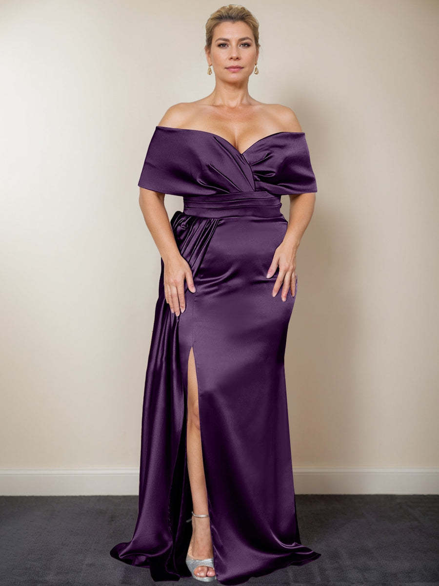 Plus Size Off-the-Shoulder Mother of the Bride Trumpet/Mermaid Dress with Side Split