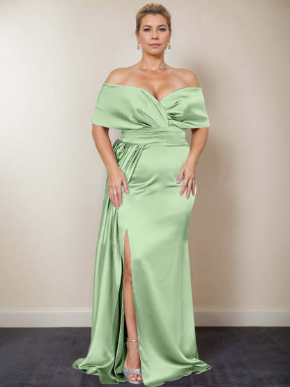 Plus Size Off-the-Shoulder Mother of the Bride Trumpet/Mermaid Dress with Side Split