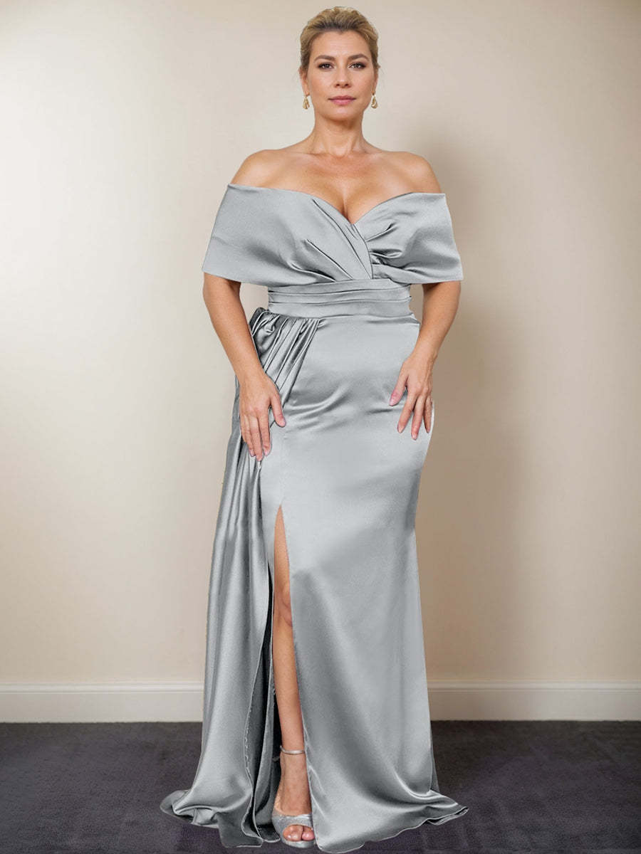 Plus Size Off-the-Shoulder Mother of the Bride Trumpet/Mermaid Dress with Side Split