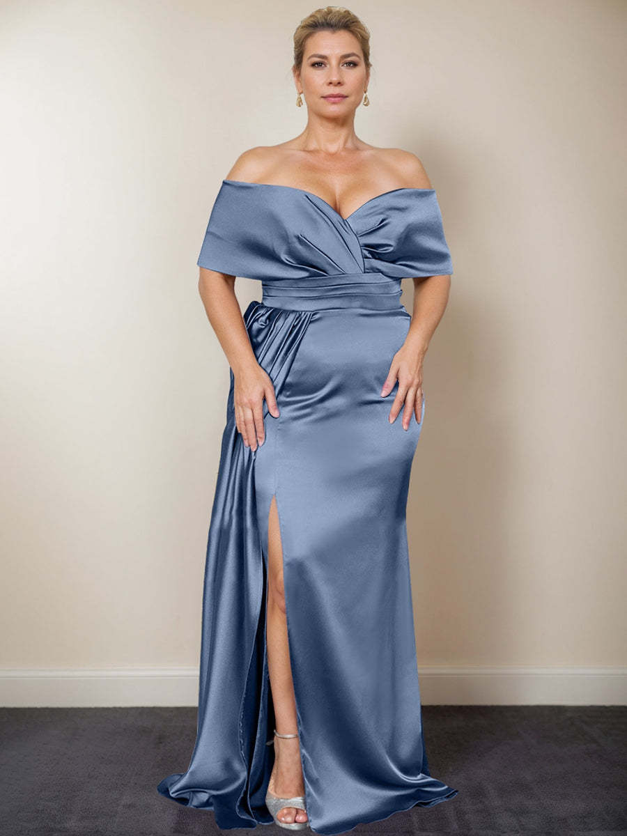 Plus Size Off-the-Shoulder Mother of the Bride Trumpet/Mermaid Dress with Side Split