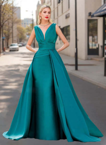 V-Neck Sleeveless A-Line Princess Mother of the Bride Dresses in Luxurious Style