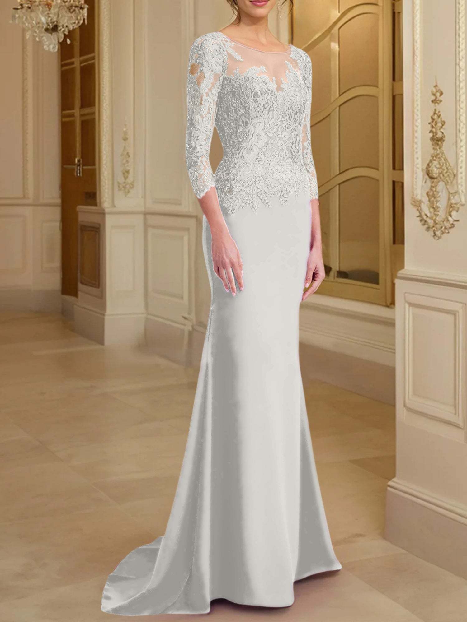 Long-Sleeved Lace Mother of the Bride Dresses in Trumpet/Mermaid Silhouette