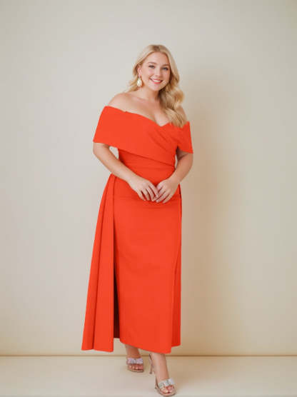 Princess A-Line Off-the-Shoulder Ankle-Length Dress for the Mother of the Bride