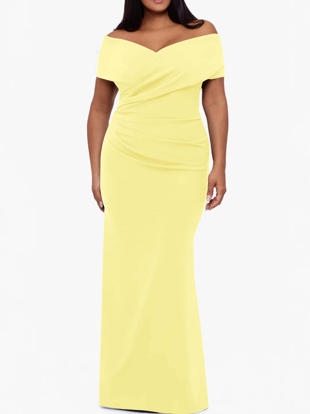Plus Size Off-the-Shoulder Mermaid Trumpet Sleeveless Mother Of The Bride Floor-Length Dress