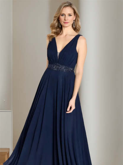 V-Neck Sleeveless A-Line Floor-Length Mother of the Bride Princess Dress