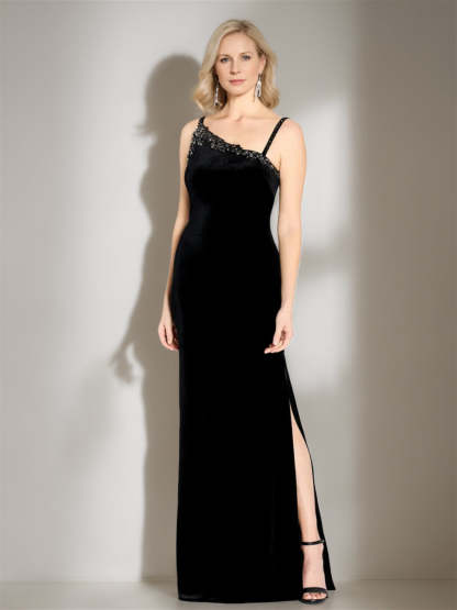Asymmetrical Sleeveless Floor-Length Mermaid/Trumpet Mother-of-the-Bride Dress with Side Split