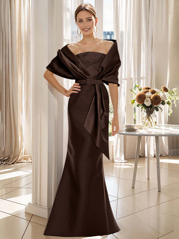 2-Piece Floor-Length Trumpet Dresses for Mother of the Bride & Groom with Wrap