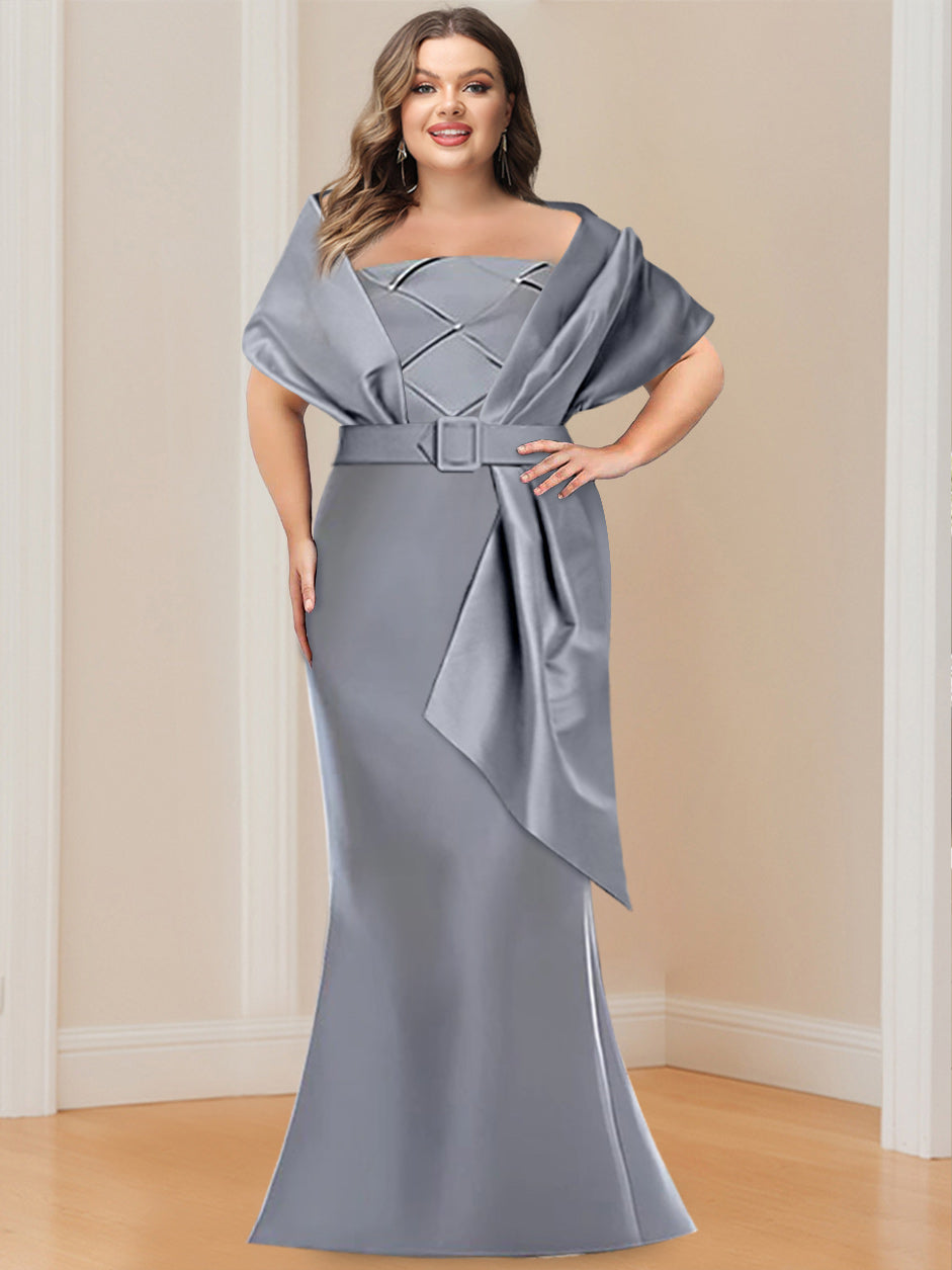 2-Piece Floor-Length Trumpet Dresses for Mother of the Bride & Groom with Wrap