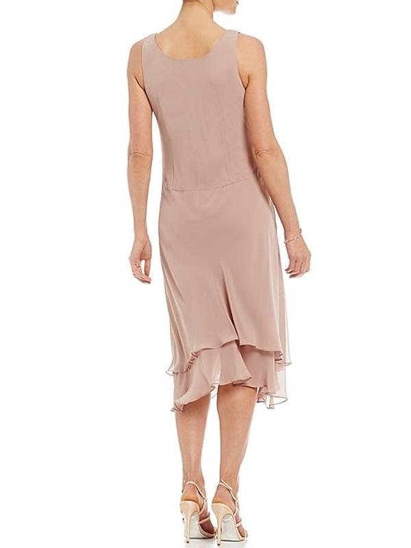 Sleeveless Tea-Length Mother Of The Bride Pantsuits With Jacket in A-Line/Princess Round Neck Style