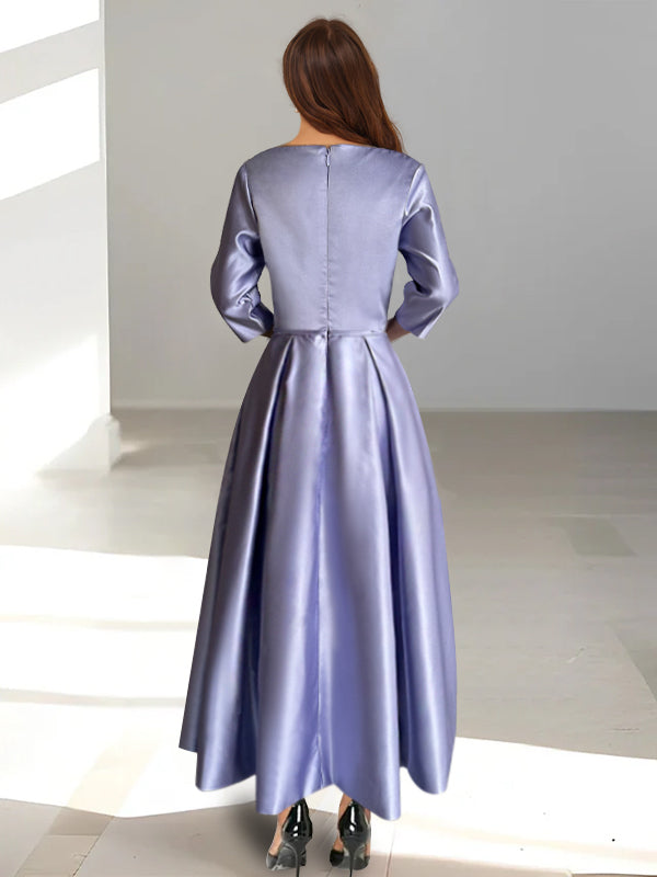 Ankle-Length Mother of the Bride A-Line Dress with Half Sleeves and Pockets