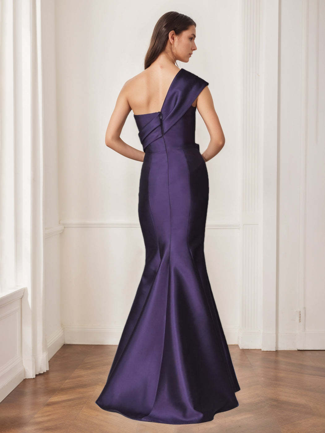 One-Shoulder Sleeveless Floor-Length Trumpet/Mermaid Gown for the Mother of the Bride