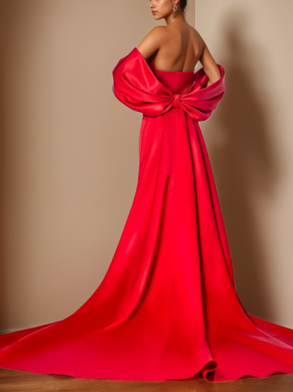 Unique Strapless Sleeveless Floor-Length Mother of the Bride Dress with Side Split & Ruffles in Trumpet/Mermaid Style