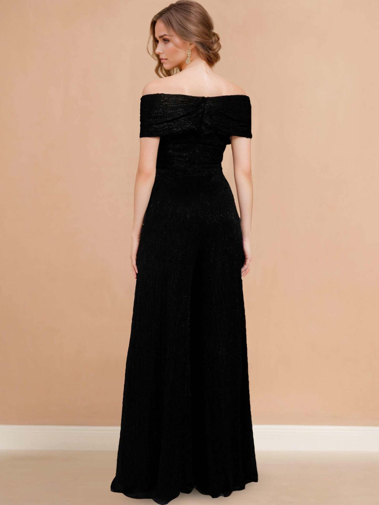 Strapless Floor-Length Jumpsuit in Crinkle Chiffon for the Mother of the Bride